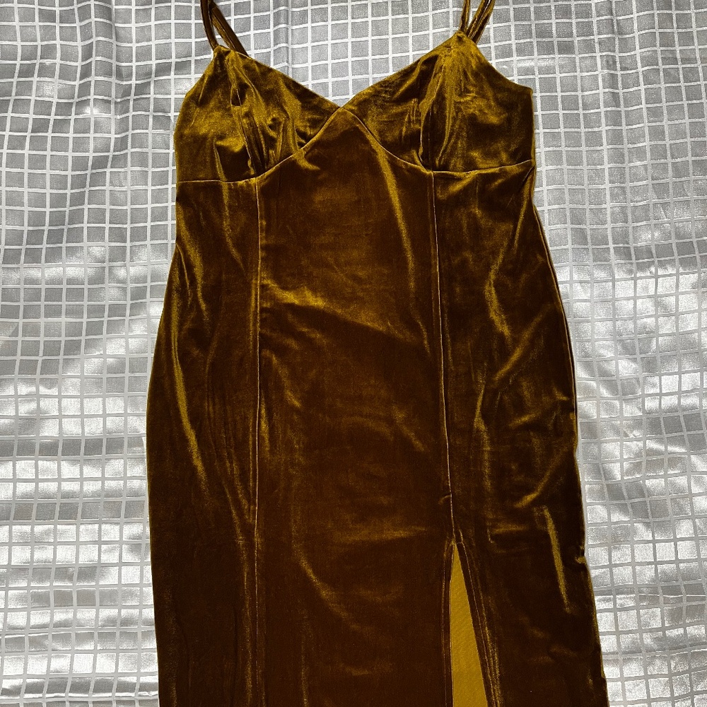 Gold velvet dress